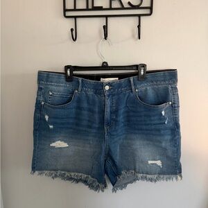 Cato Blue Distressed Jean Shorts